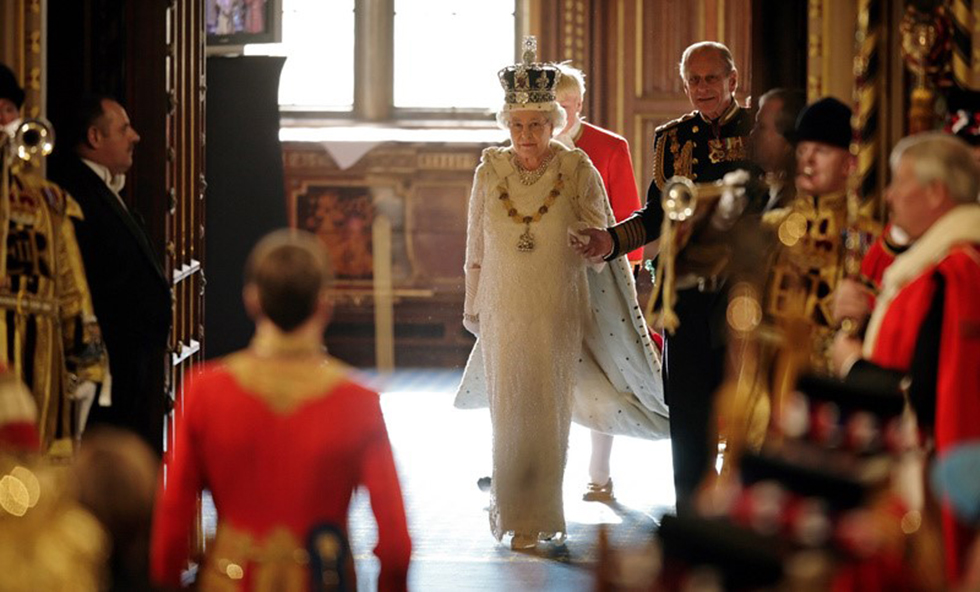 The Queen emerging from the Robing Room