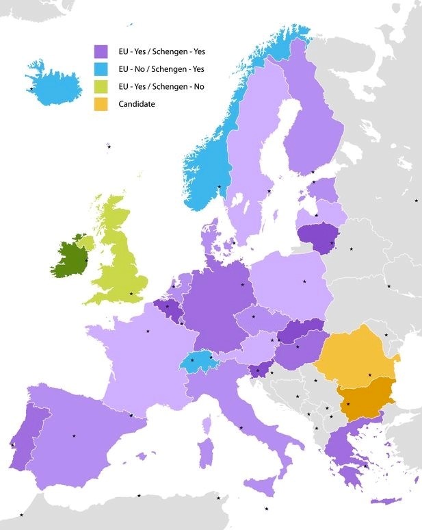 Countries in the Schengen area